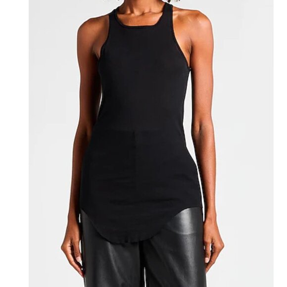 Rick Owens Womens Basic Ribbed Tank Top Black Viscose Size 4 Racerback - Picture 1 of 4